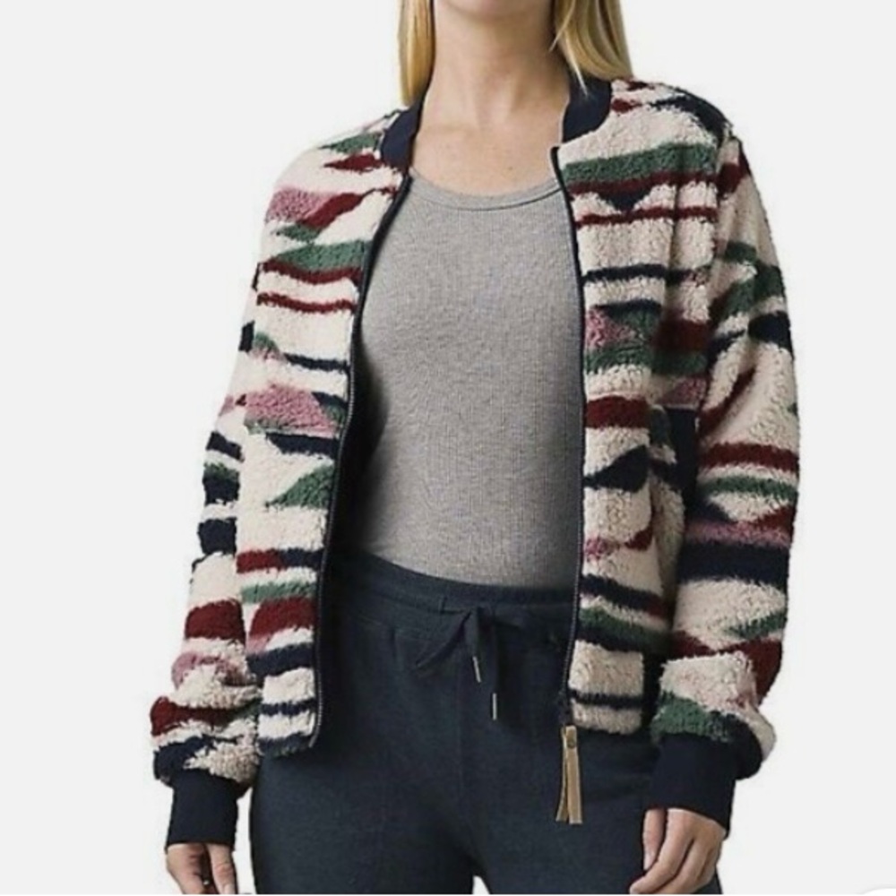 prAna Women's Polar Escape Reversible Bomber Jacket in Maroon, Medium
